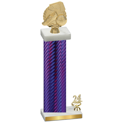 Accented Single Purple Carbon Fiber Year Soccer Trophy