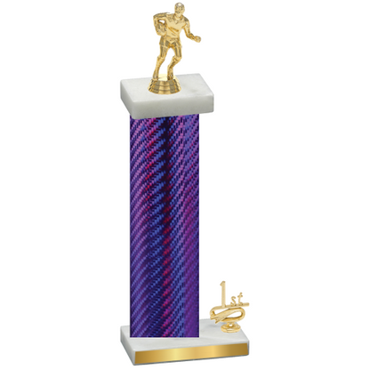 Accented Single Purple Carbon Fiber First Place Rugby Trophy