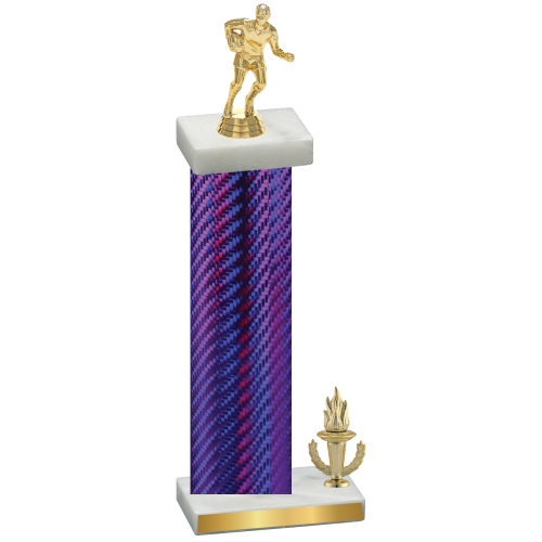 Accented Single Purple Carbon Fiber Victory Rugby Trophy