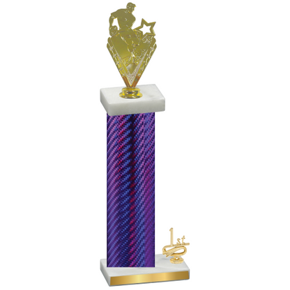 Accented Single Purple Carbon Fiber First Place Rugby Trophy