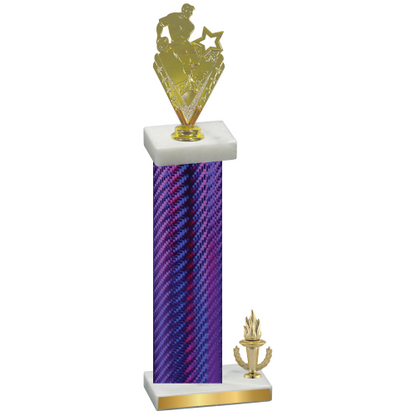 Accented Single Purple Carbon Fiber Victory Rugby Trophy