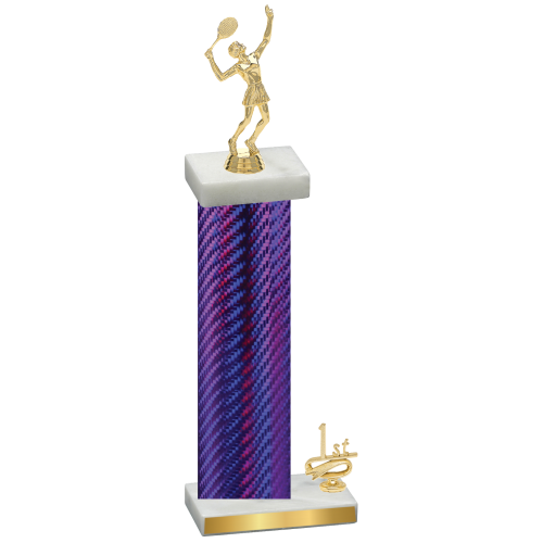 Accented Single Purple Carbon Fiber First Place Tennis Trophy