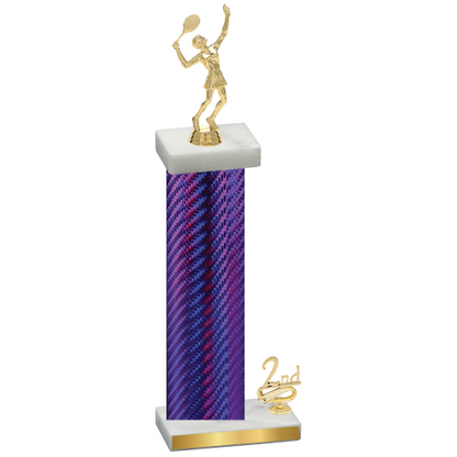 Accented Single Purple Carbon Fiber Second Place Tennis Trophy