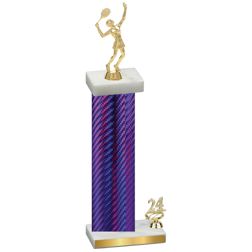 Accented Single Purple Carbon Fiber Year Tennis Trophy