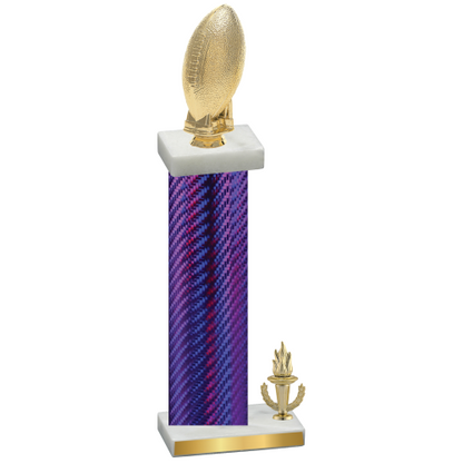 Accented Single Purple Carbon Fiber Victory Football Trophy