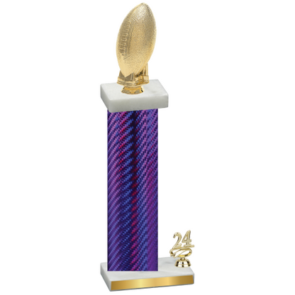 Accented Single Purple Carbon Fiber Year Football Trophy