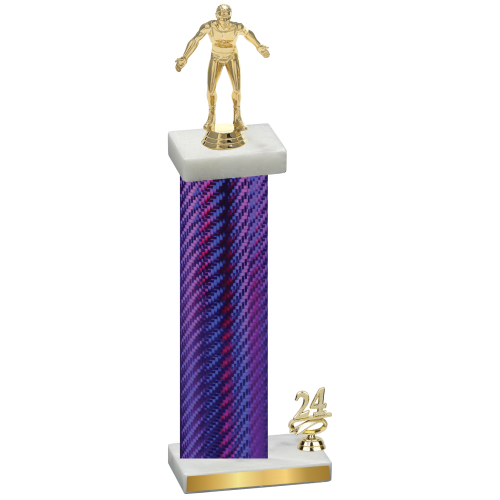 Accented Single Purple Carbon Fiber Year Wrestling Trophy