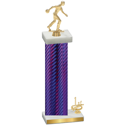 Accented Single Purple Carbon Fiber First Place Bowling Trophy