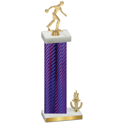 Accented Single Purple Carbon Fiber Victory Bowling Trophy