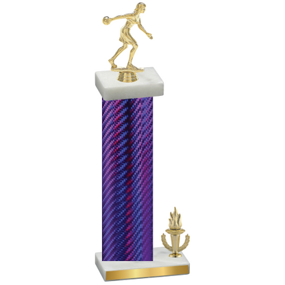 Accented Single Purple Carbon Fiber Victory Bowling Trophy