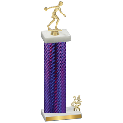 Accented Single Purple Carbon Fiber Year Bowling Trophy