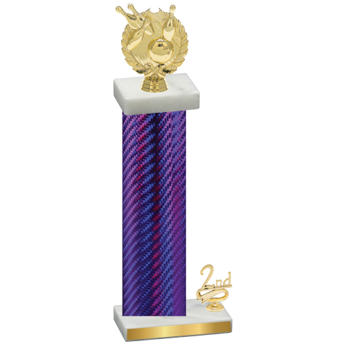 Accented Single Purple Carbon Fiber Second Place Bowling Trophy