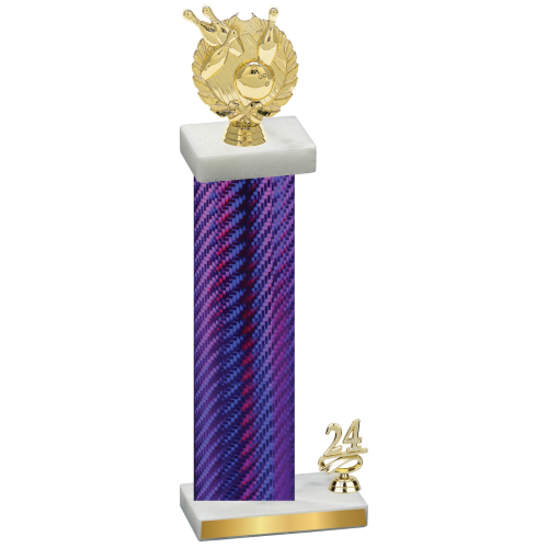 Accented Single Purple Carbon Fiber Year Bowling Trophy