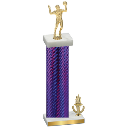 Accented Single Purple Carbon Fiber Victory Volleyball Trophy