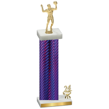 Accented Single Purple Carbon Fiber Year Volleyball Trophy