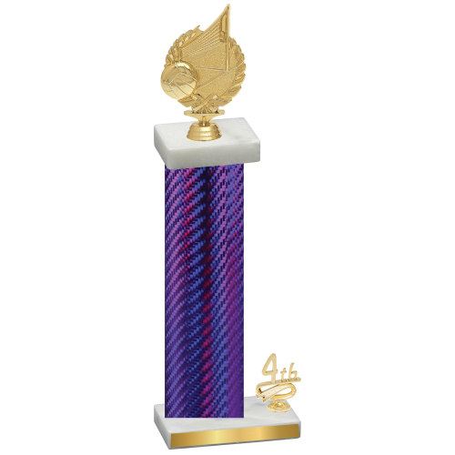 Accented Single Purple Carbon Fiber Fourth Place Volleyball Trophy