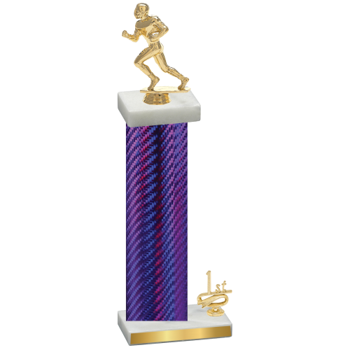 Accented Single Purple Carbon Fiber First Place Football Trophy