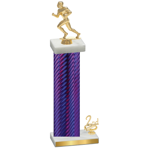 Accented Single Purple Carbon Fiber Second Place Football Trophy