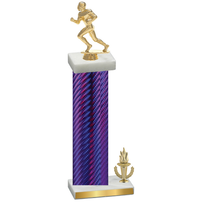 Accented Single Purple Carbon Fiber Victory Football Trophy