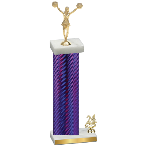 Accented Single Purple Carbon Fiber Year Cheerleading Trophy