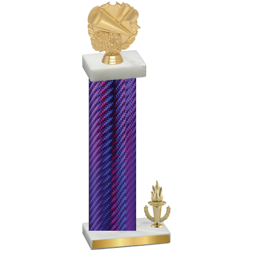 Accented Single Purple Carbon Fiber Victory Cheerleading Trophy