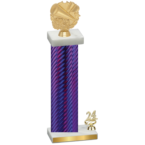 Accented Single Purple Carbon Fiber Year Cheerleading Trophy