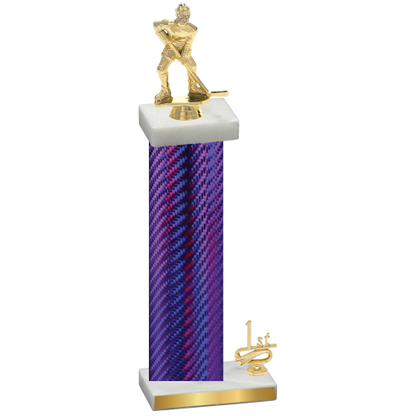 Accented Single Purple Carbon Fiber First Place Hockey Trophy