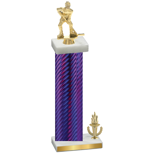 Accented Single Purple Carbon Fiber Victory Hockey Trophy