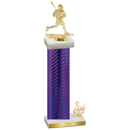 Accented Single Purple Carbon Fiber Third Place Lacrosse Trophy