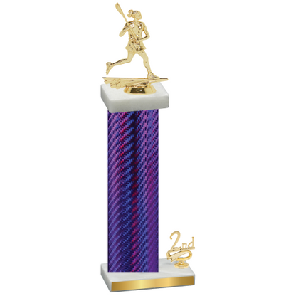 Accented Single Purple Carbon Fiber Second Place Lacrosse Trophy