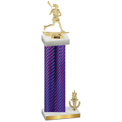 Accented Single Purple Carbon Fiber Victory Lacrosse Trophy