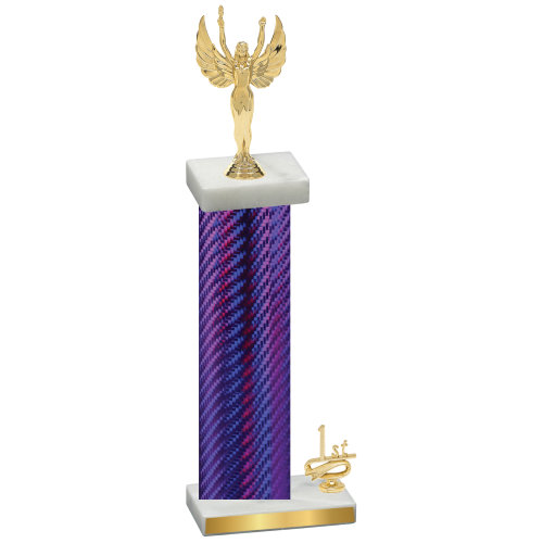 Accented Single Purple Carbon Fiber First Place Victory Trophy