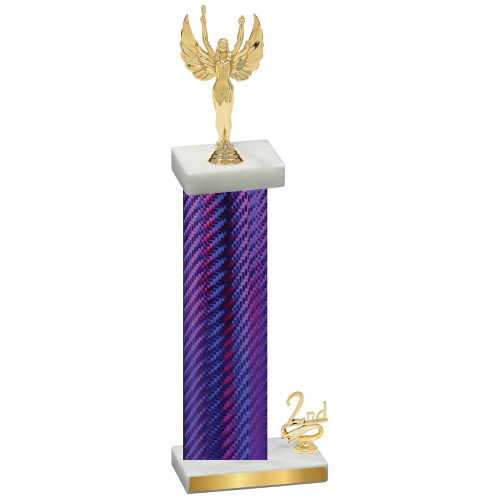 Accented Single Purple Carbon Fiber Second Place Victory Trophy