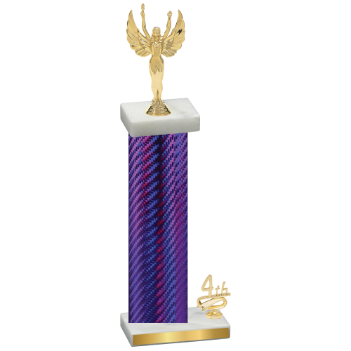 Accented Single Purple Carbon Fiber Fourth Place Victory Trophy