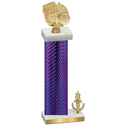 Accented Single Purple Carbon Fiber Victory Basketball Trophy