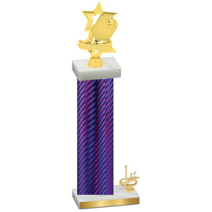 Accented Single Purple Carbon Fiber First Place Pickleball Trophy