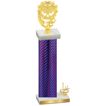 Accented Single Purple Carbon Fiber First Place Pickleball Trophy