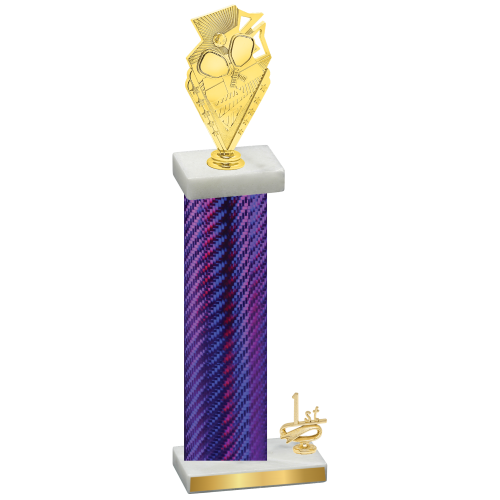 Accented Single Purple Carbon Fiber First Place Pickleball Trophy