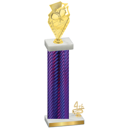 Accented Single Purple Carbon Fiber Fourth Place Pickleball Trophy