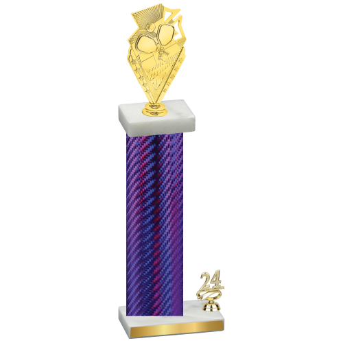 Accented Single Purple Carbon Fiber Year Pickleball Trophy