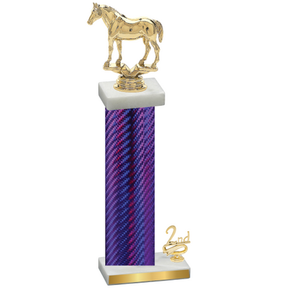 Accented Single Purple Carbon Fiber Second Place Horses Trophy