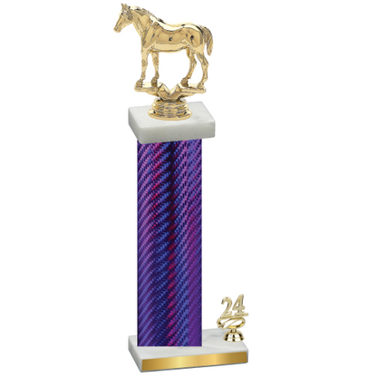 Accented Single Purple Carbon Fiber Year Horses Trophy