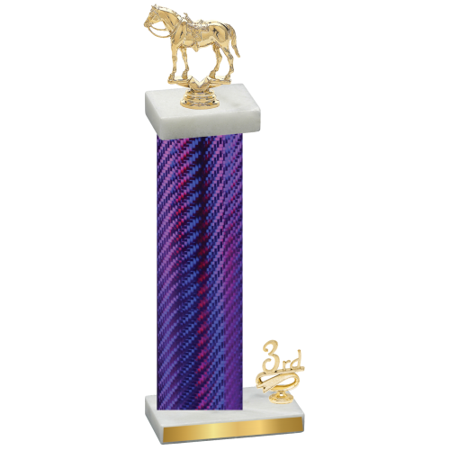 Accented Single Purple Carbon Fiber Third Place Horses Trophy