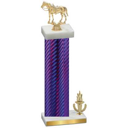 Accented Single Purple Carbon Fiber Victory Horses Trophy