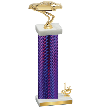 Accented Single Purple Carbon Fiber First Place Cars Trophy