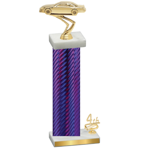Accented Single Purple Carbon Fiber Fourth Place Cars Trophy