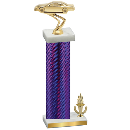 Accented Single Purple Carbon Fiber Victory Cars Trophy