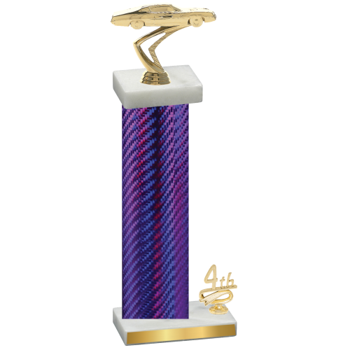 Accented Single Purple Carbon Fiber Fourth Place Cars Trophy