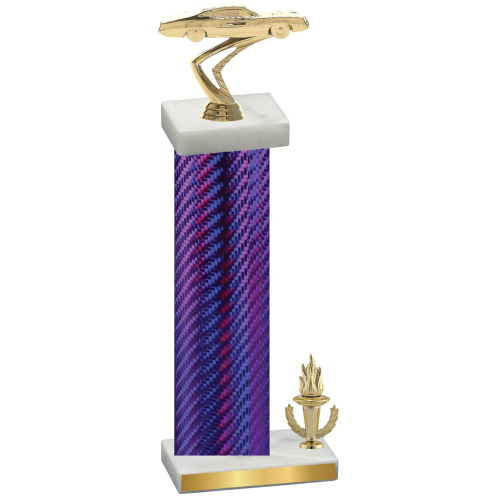 Accented Single Purple Carbon Fiber Victory Cars Trophy