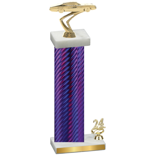 Accented Single Purple Carbon Fiber Year Cars Trophy